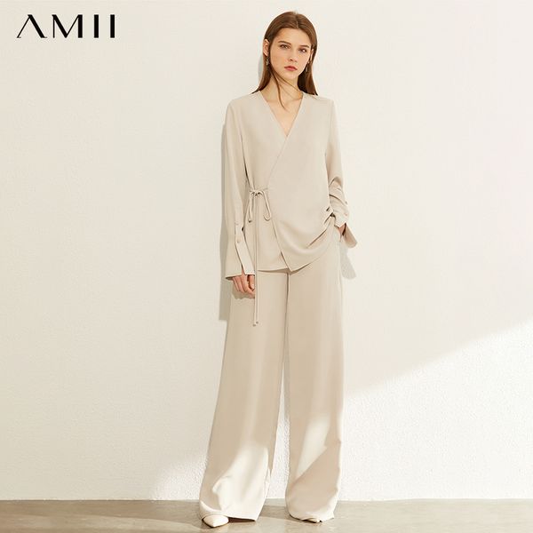 amii minimalism autumn fashion women set solid vneck bandage loose blouse high waist long pant female set 12030227 201119, White
amii minimalism autumn fashion women set solid vneck bandage loose blouse high waist long pant female set 12030227 201119, White