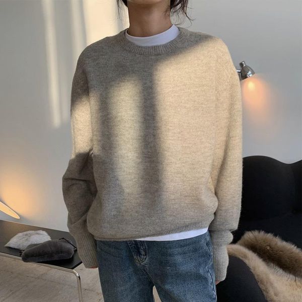 women's sweaters autumn and winter sweater wool casual solid color round neck long sleeve loose, White;black
women's sweaters autumn and winter sweater wool casual solid color round neck long sleeve loose, White;black