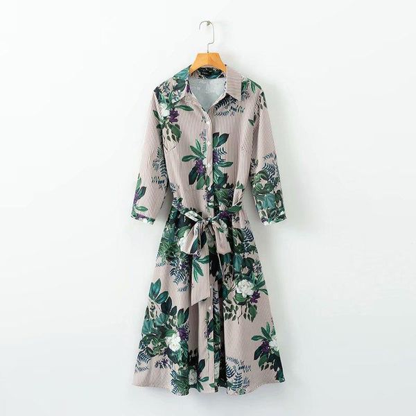 casual dresses 2021 women vintage floral striped midi dress bow tie sashes long sleeve pleated female chic vestidos, Black;gray
casual dresses 2021 women vintage floral striped midi dress bow tie sashes long sleeve pleated female chic vestidos, Black;gray