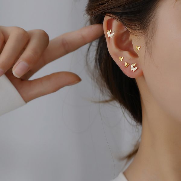 925 sterling gold various butterfly cute small mini stud earring pretty female girl silver ear jewelry, Black
925 sterling gold various butterfly cute small mini stud earring pretty female girl silver ear jewelry, Black