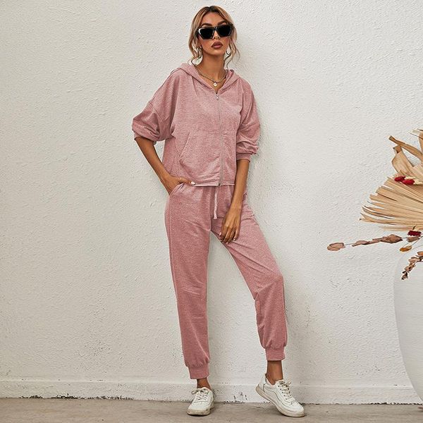 women's tracksuits fall winter solid-color long-sleeved hooded pullovers and pants two-piece set, Gray
women's tracksuits fall winter solid-color long-sleeved hooded pullovers and pants two-piece set, Gray