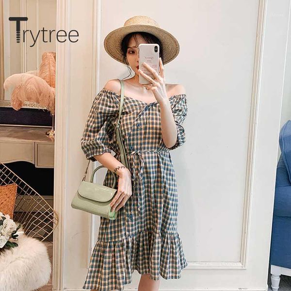 trytree 2020 summer woman casual dress v-neck plaid green a-line dress button belt ruffles fashion elegant knee-length1, Black;gray
trytree 2020 summer woman casual dress v-neck plaid green a-line dress button belt ruffles fashion elegant knee-length1, Black;gray