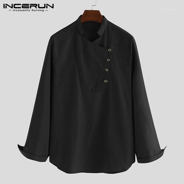 men's casual shirts incerun mens vintage long sleeve shirt clothes stand collar streetwear muslim solid pullovers men kurtas 20211, White;black
men's casual shirts incerun mens vintage long sleeve shirt clothes stand collar streetwear muslim solid pullovers men kurtas 20211, White;black