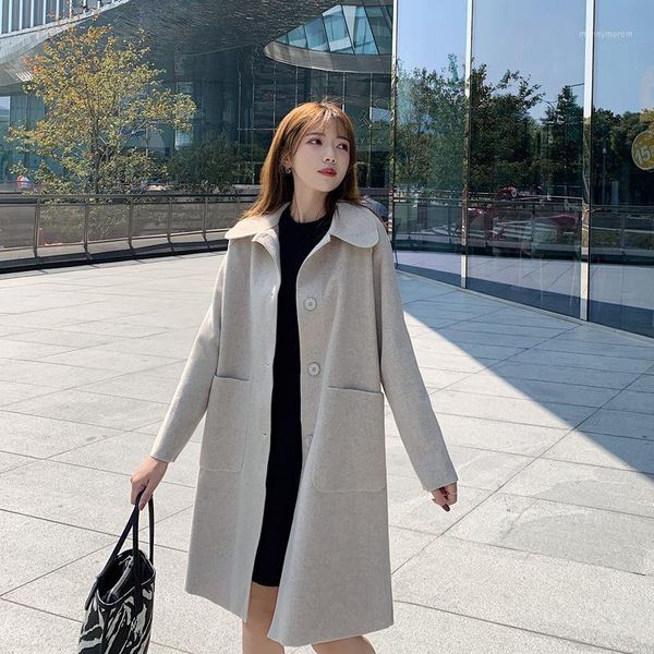 women's wool & blends 2021 thicken warm medium-length woolen coat jacket student preppy style single breasted overcoat outwear fashion1, Black
women's wool & blends 2021 thicken warm medium-length woolen coat jacket student preppy style single breasted overcoat outwear fashion1, Black