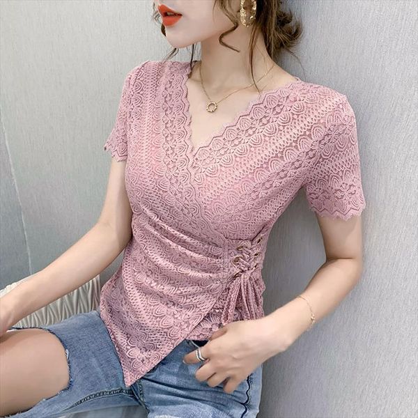 2021 summer new short sleeve lace hollow out v neck lace shirt for women elegant slim plus size blouse, White
2021 summer new short sleeve lace hollow out v neck lace shirt for women elegant slim plus size blouse, White
