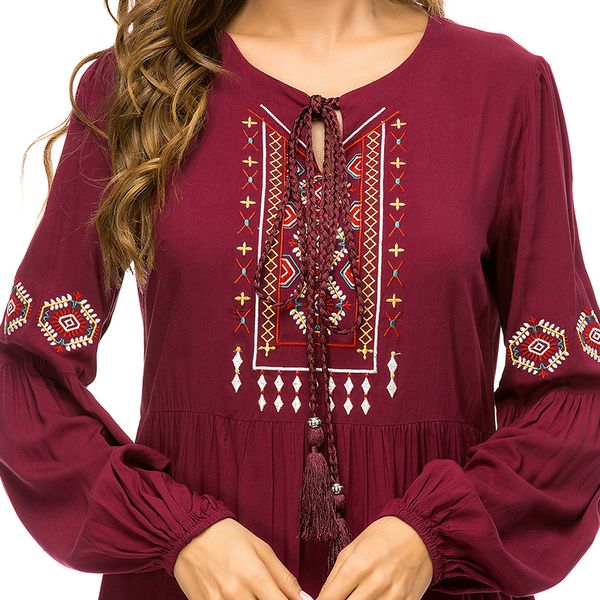 siskakia ethnic geometric embroidery long dress spring autumn women's casual maxi dresses long sleeve draped swing burgundy lj201203, White;black
siskakia ethnic geometric embroidery long dress spring autumn women's casual maxi dresses long sleeve draped swing burgundy lj201203, White;black