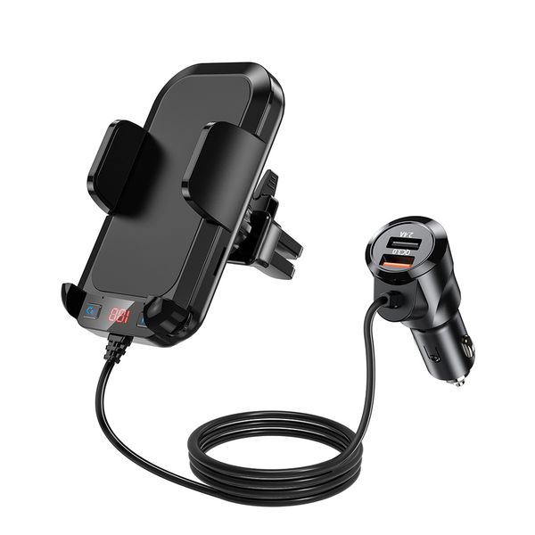 2 in 1 car air vent mount clamping mobile phone bracket stand + fm bluetooth handsdual usb ports qc 3.0 fast charger holder
2 in 1 car air vent mount clamping mobile phone bracket stand + fm bluetooth handsdual usb ports qc 3.0 fast charger holder