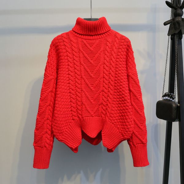 high-necked 2021 new pullover's loose woman's sweater short thick female's wool 2md0, White;black
high-necked 2021 new pullover's loose woman's sweater short thick female's wool 2md0, White;black