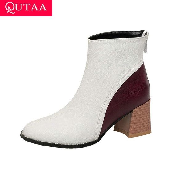qutaa 2021 mixed color pointed toe pu leather square heel autumn winter ankle boots high heel fashion women shoes size 34-43, Black
qutaa 2021 mixed color pointed toe pu leather square heel autumn winter ankle boots high heel fashion women shoes size 34-43, Black