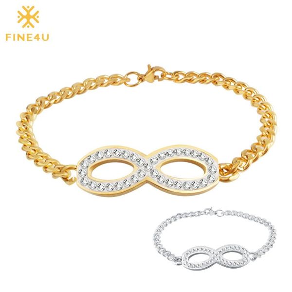 fine4u b082 zircons infinity bracelet for women gold/silver color 316l stainless steel chain link bracelet lover jewelry gift, Black
fine4u b082 zircons infinity bracelet for women gold/silver color 316l stainless steel chain link bracelet lover jewelry gift, Black