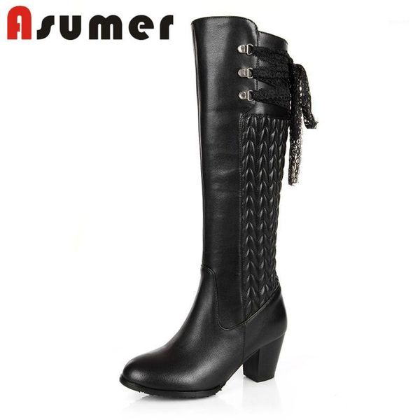 boots asumer 2021 ankle strap solid knee high pointed toe thick heels women quality pu+genuine leather1, Black
boots asumer 2021 ankle strap solid knee high pointed toe thick heels women quality pu+genuine leather1, Black