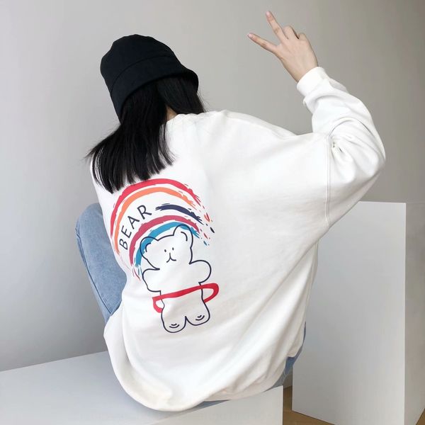 2020 new autumn round neck loose sweater back rainbow bear print long sleeve sweater for women pyysm, Black
2020 new autumn round neck loose sweater back rainbow bear print long sleeve sweater for women pyysm, Black