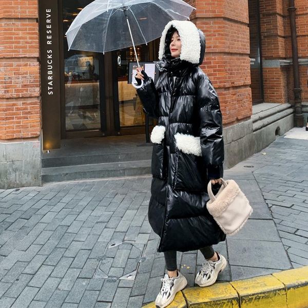 women's down & parkas korean 2021 winter cotton-padded jacket women mid-length thick warm coat loose glossy stitching lamb hair my85, Black
women's down & parkas korean 2021 winter cotton-padded jacket women mid-length thick warm coat loose glossy stitching lamb hair my85, Black