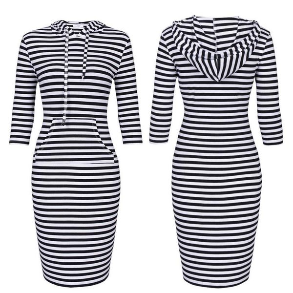 casual dresses korean women bodycon hoodie dress 3/4 sleeve striped pullover loose slim fashion long sweatshirt spring autumn clothes, Black;gray
casual dresses korean women bodycon hoodie dress 3/4 sleeve striped pullover loose slim fashion long sweatshirt spring autumn clothes, Black;gray