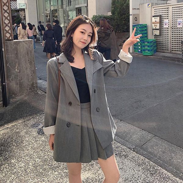 women's suits & blazers korean casual ladies blazer simple solid gray loose suit jacket stylish paillette high street women spring mm60, White;black
women's suits & blazers korean casual ladies blazer simple solid gray loose suit jacket stylish paillette high street women spring mm60, White;black