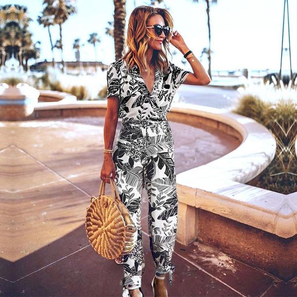 summer casual short sleeve print jumpsuits women v neck lace up ankle length pants jumpsuits 2020 new, Black;white
summer casual short sleeve print jumpsuits women v neck lace up ankle length pants jumpsuits 2020 new, Black;white