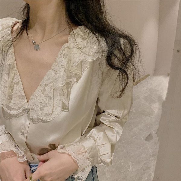lady all match patchwork lace elegance streetwear v-neck blouses solid chic full sleeves gentle girls women shirts, White
lady all match patchwork lace elegance streetwear v-neck blouses solid chic full sleeves gentle girls women shirts, White