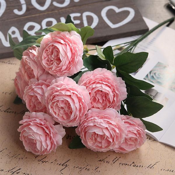 high-quality artificial flower 10 head peonies bouquets, western roses, silk flowers, european style, home wedding decoration
high-quality artificial flower 10 head peonies bouquets, western roses, silk flowers, european style, home wedding decoration