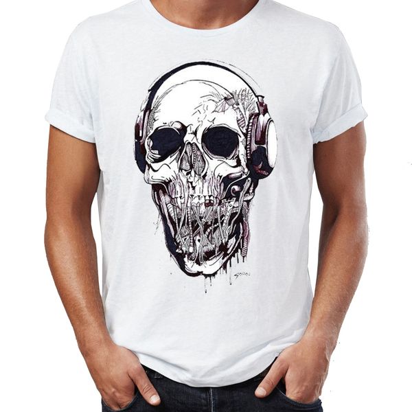 men's t shirt skull musical printed tee sport hooded sweatshirt hoodie