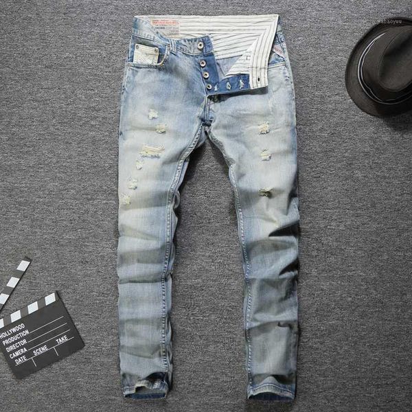 summer fashion men jeans newly designer light blue color slim fit ripped jeans for men streetwear skinny fit hip hop homme1
summer fashion men jeans newly designer light blue color slim fit ripped jeans for men streetwear skinny fit hip hop homme1