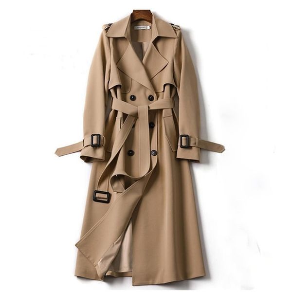 new fashion trench coat women autumn winter double breasted long with belt cloak mujer windbreaker female business outerwear 201031, Tan;black
new fashion trench coat women autumn winter double breasted long with belt cloak mujer windbreaker female business outerwear 201031, Tan;black