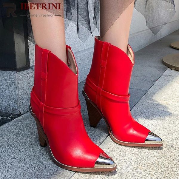 ribetrini women ankle boots new genuine cow leather boots pointed toe strange high heels ladies woman big size 34-441, Black
ribetrini women ankle boots new genuine cow leather boots pointed toe strange high heels ladies woman big size 34-441, Black