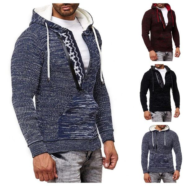 men's sweater zipper pullovers hooded winter long sleeve casual slim thick kintted outwear, White;black
men's sweater zipper pullovers hooded winter long sleeve casual slim thick kintted outwear, White;black