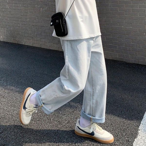men's jeans neploha man straight casual solid color mans 2021 korean collage hip hop woman couple loose denim pants clothing, Blue
men's jeans neploha man straight casual solid color mans 2021 korean collage hip hop woman couple loose denim pants clothing, Blue