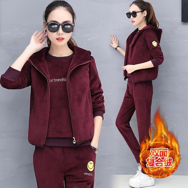 running sets 3pcs winter women sportswear tracksuit velveet warm jacket hoodie+sweatshirt+pant jogger fitness casual set sport suit, Black;blue
running sets 3pcs winter women sportswear tracksuit velveet warm jacket hoodie+sweatshirt+pant jogger fitness casual set sport suit, Black;blue