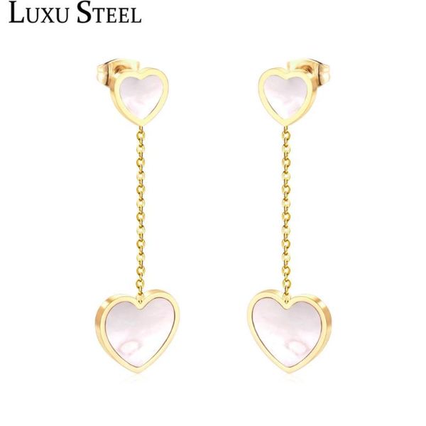 luxusteel heart shell drop earring female accessories stainless steel gold color chain tassel jewelry 2020 new style, Silver
luxusteel heart shell drop earring female accessories stainless steel gold color chain tassel jewelry 2020 new style, Silver