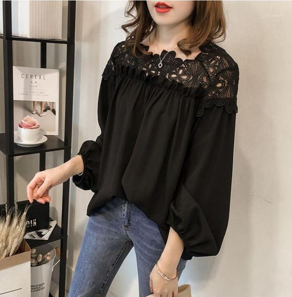 elegant women lace embroidery long sleeve loose blouses fashion lady girl solid color round neck loose chiffon shirts streetwear1, White 
elegant women lace embroidery long sleeve loose blouses fashion lady girl solid color round neck loose chiffon shirts streetwear1, White