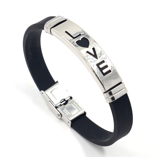 s2716 fashion jewelry stainless steel love silicone bracelet men women lovers students ornaments bracelets, Golden;silver
s2716 fashion jewelry stainless steel love silicone bracelet men women lovers students ornaments bracelets, Golden;silver