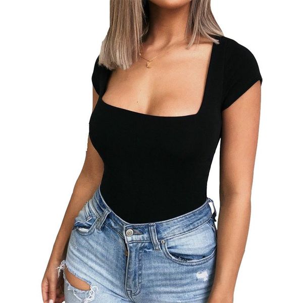 female summer red black skinny square neck bodysuit women short sleeve solid casual basic rompers bodycon body lx019, Black;white
female summer red black skinny square neck bodysuit women short sleeve solid casual basic rompers bodycon body lx019, Black;white