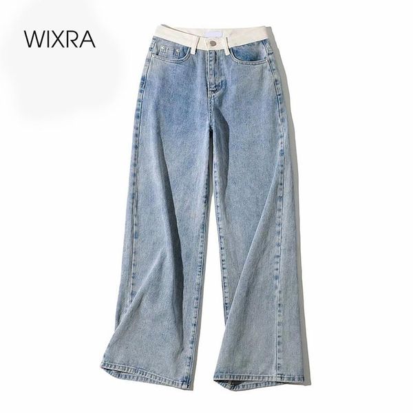 women's jeans wixra womens demin pants design patchwork wide-leg straight street style button zipper ladies spring autumn, Blue
women's jeans wixra womens demin pants design patchwork wide-leg straight street style button zipper ladies spring autumn, Blue