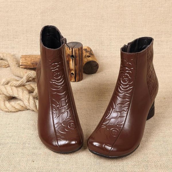 boots 2021 retro embossed leather ankle for women shoes high heel round toe fashion pumps winter fur booties woman1, Black
boots 2021 retro embossed leather ankle for women shoes high heel round toe fashion pumps winter fur booties woman1, Black