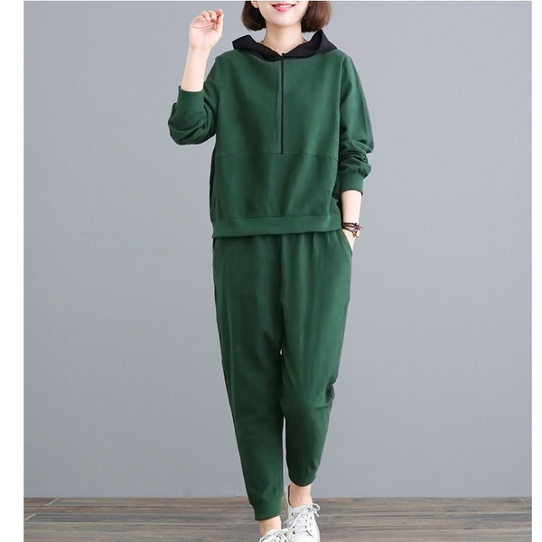 running sets women's fitness exercise suit 2piece hooded color matching pullover sweater + solid elastic rope strapping pants, Black;blue
running sets women's fitness exercise suit 2piece hooded color matching pullover sweater + solid elastic rope strapping pants, Black;blue
