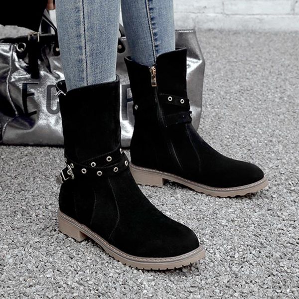 boots women autumn winter shoes fashion new cross-tied punk warm square heels boots women pure color mid botas feminina, Black 
boots women autumn winter shoes fashion new cross-tied punk warm square heels boots women pure color mid botas feminina, Black