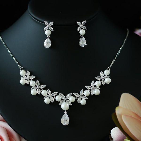 asnora pearl costume women jewelry sets white cz earrings/pendant necklace luxury bridal wedding jewelry, Silver
asnora pearl costume women jewelry sets white cz earrings/pendant necklace luxury bridal wedding jewelry, Silver