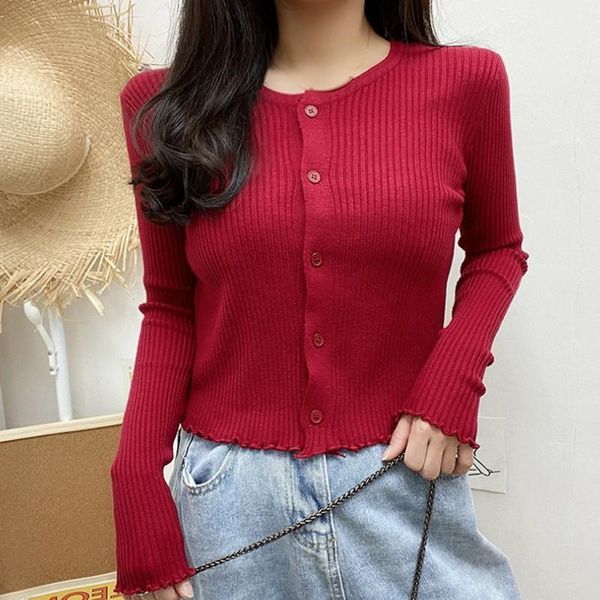 autumn new women knitted t-shirt fashion slim-fit o-neck long-sleeved t shirt casual solid color button cardigan one size1, White
autumn new women knitted t-shirt fashion slim-fit o-neck long-sleeved t shirt casual solid color button cardigan one size1, White