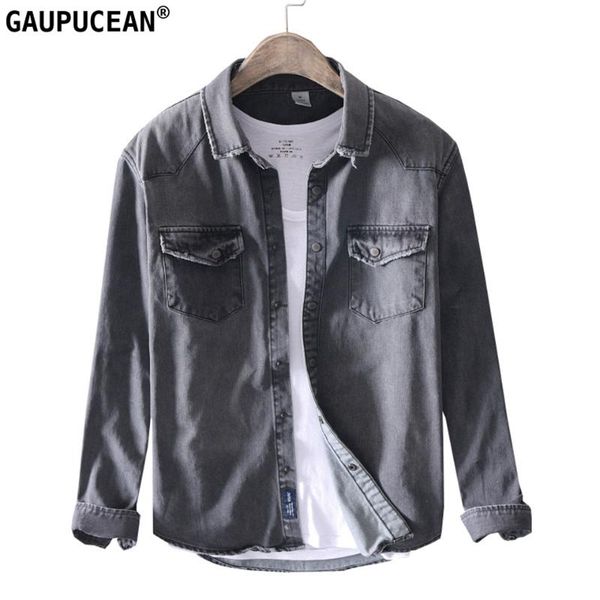 men's casual shirts man denim shirt 100% cotton quality spring autumn long sleeve male retro vintage pocket black men jean cowboy, White;black
men's casual shirts man denim shirt 100% cotton quality spring autumn long sleeve male retro vintage pocket black men jean cowboy, White;black