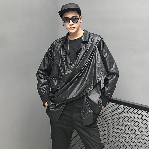 2021 new spring autumn men short korean style jacket version of current personality shawl thin black coat 1h0d, Tan;black
2021 new spring autumn men short korean style jacket version of current personality shawl thin black coat 1h0d, Tan;black