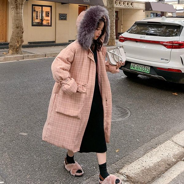 2021 winter long cotton women's parka coat loose fashion plaid jacket thick warm big fur collar women puffer coat, Black
2021 winter long cotton women's parka coat loose fashion plaid jacket thick warm big fur collar women puffer coat, Black