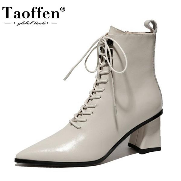 taoffen real leather women ankle boots cross strap pointed toe zipper shoes thick heel warm boots winter footwear size 33-40, Black
taoffen real leather women ankle boots cross strap pointed toe zipper shoes thick heel warm boots winter footwear size 33-40, Black