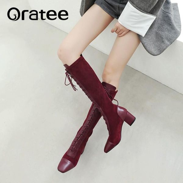 natural leather stretch fabric women shoes luxury brand lady lace-up knee boots stylish female high heel boots plus size, Black
natural leather stretch fabric women shoes luxury brand lady lace-up knee boots stylish female high heel boots plus size, Black