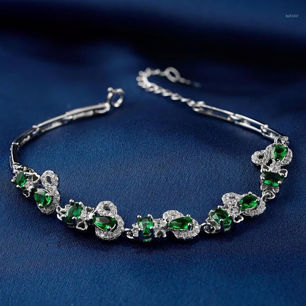 wholesale bracelet 16.5 cm jewelry s925 sterling silver zircon bracelet creative simple female jewelry with box1, Golden;silver
