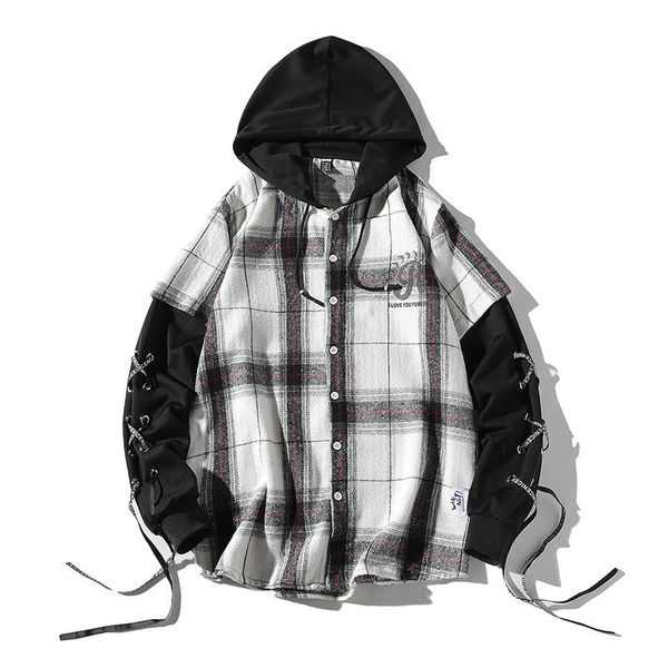 men's casual shirts hip hop couple, hoodie,loose plaid shirt,long sleeve men fashion streetwear coats male hipster, White;black
men's casual shirts hip hop couple, hoodie,loose plaid shirt,long sleeve men fashion streetwear coats male hipster, White;black