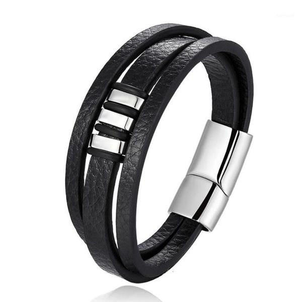 classic multi-storey men leather bracelet temperament 3 colors titanium steel bracelet for men jewelry gift 20201, Golden;silver
classic multi-storey men leather bracelet temperament 3 colors titanium steel bracelet for men jewelry gift 20201, Golden;silver