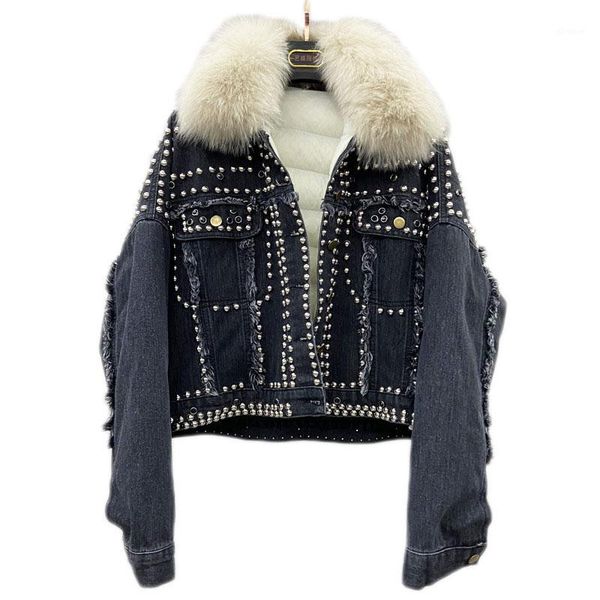 2020 new winter thick denm short jacket women real fur collar loose rivet duck down coat female student jackets ns22401, Black
2020 new winter thick denm short jacket women real fur collar loose rivet duck down coat female student jackets ns22401, Black