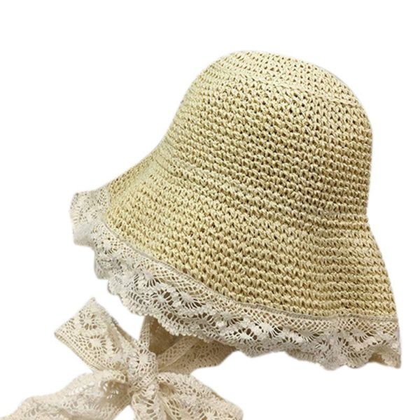 women summer woven straw sun hat wide brim uv protection floral lace stitching ribbon bow packable vacation beach bucket cap, Blue;gray
women summer woven straw sun hat wide brim uv protection floral lace stitching ribbon bow packable vacation beach bucket cap, Blue;gray