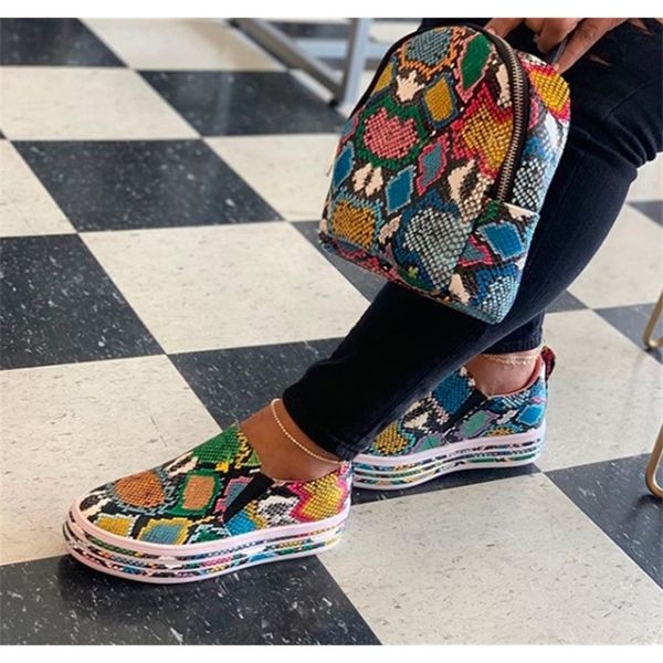 women snake printing pu leather vulcanized shoes lace up female sneakers fashion new platform woman shoes walking footwear y200108, Black
women snake printing pu leather vulcanized shoes lace up female sneakers fashion new platform woman shoes walking footwear y200108, Black